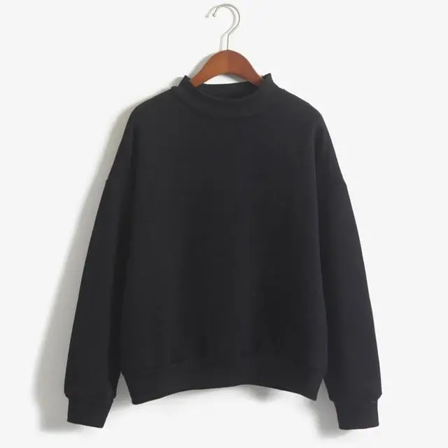 9 Colors Winter Grey Hoodie Round Neck Long Sleeve Velvet Warm Sweatshirts Women Korean Black Loose Hoodies Female Casual Coat 4