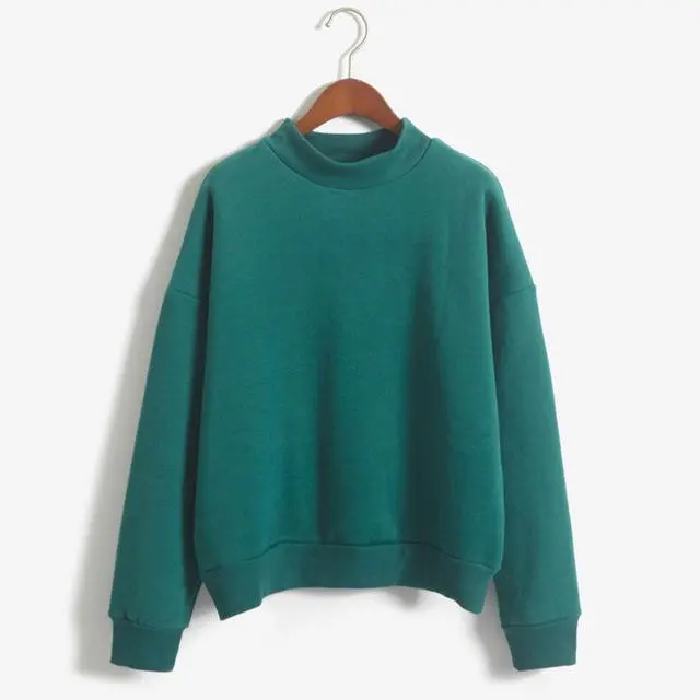 9 Colors Winter Grey Hoodie Round Neck Long Sleeve Velvet Warm Sweatshirts Women Korean Black Loose Hoodies Female Casual Coat 9