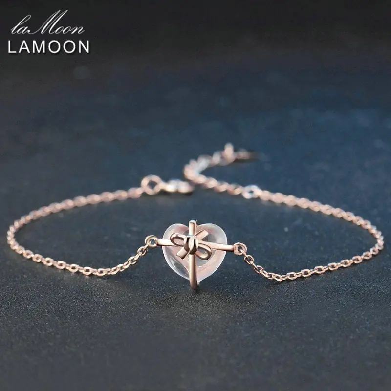 925 Sterling Silver Bracele For Women Heart Bracelet Rose Quartz Gemstone 18K Rose Gold Plated Fine Jewelry Lmhi047 1