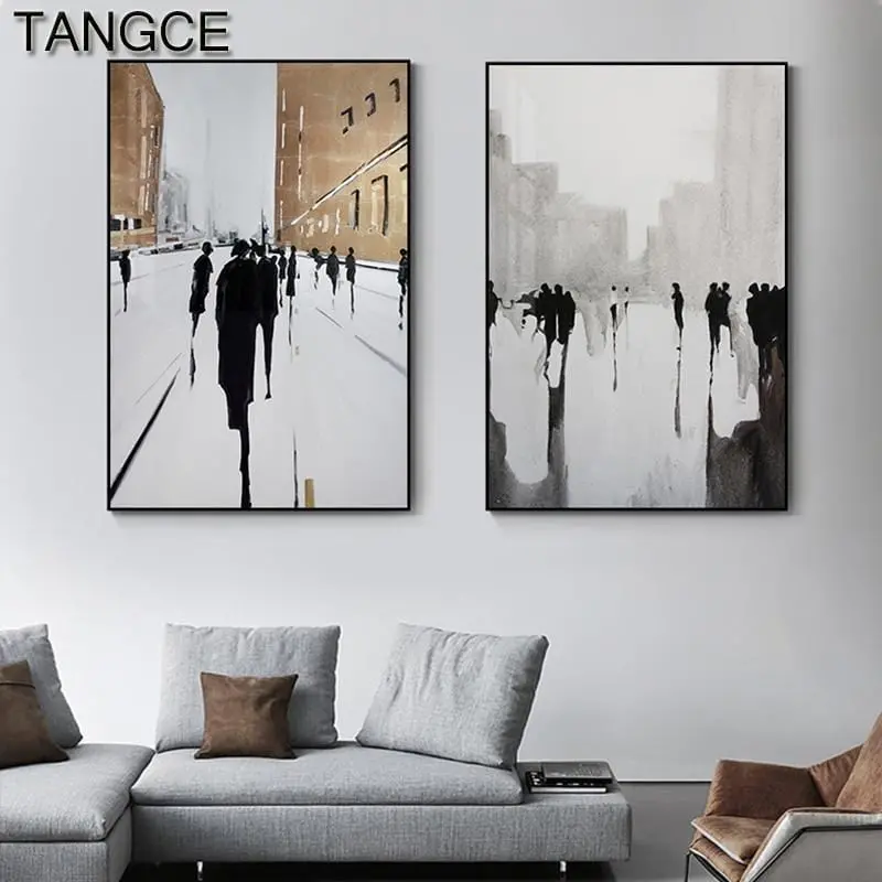 Abstract British Street Poster Modern White Canvas Art Ins Style Wall Picture For Living Room Home Decor Nordic Black Ink Poster 1