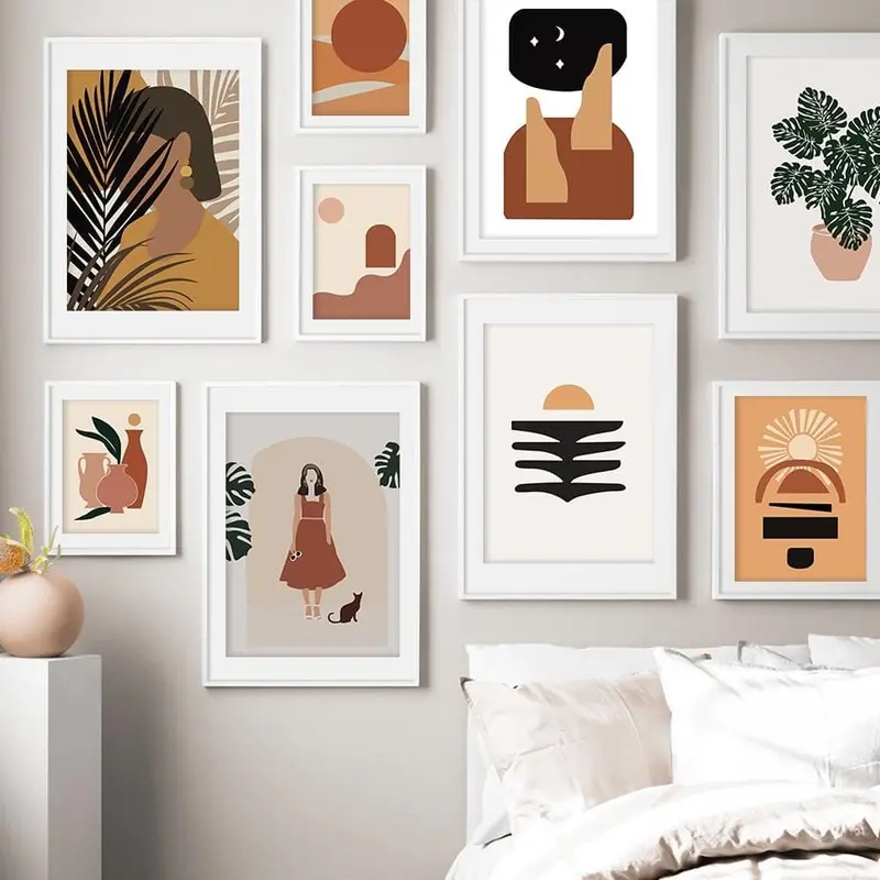 Abstract Girl Plant Leaf Vintage Poster Wall Art Canvas Painting Nordic Posters And Prints Wall Pictures For Living Room Decor 1