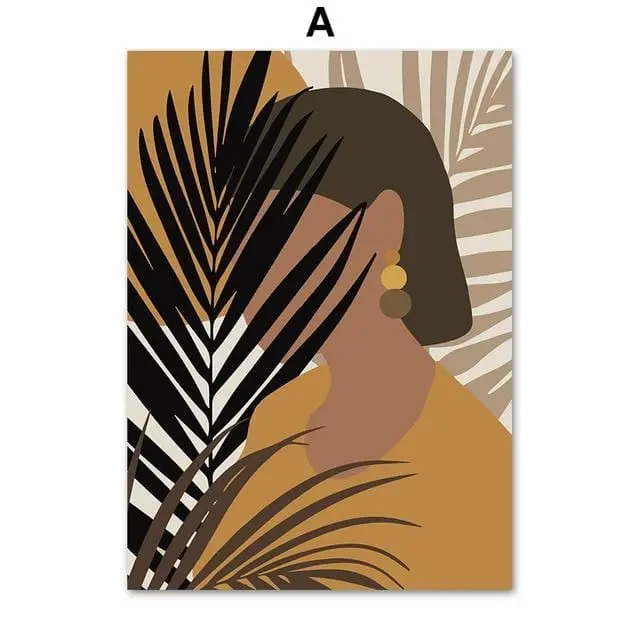 Abstract Girl Plant Leaf Vintage Poster Wall Art Canvas Painting Nordic Posters And Prints Wall Pictures For Living Room Decor 9