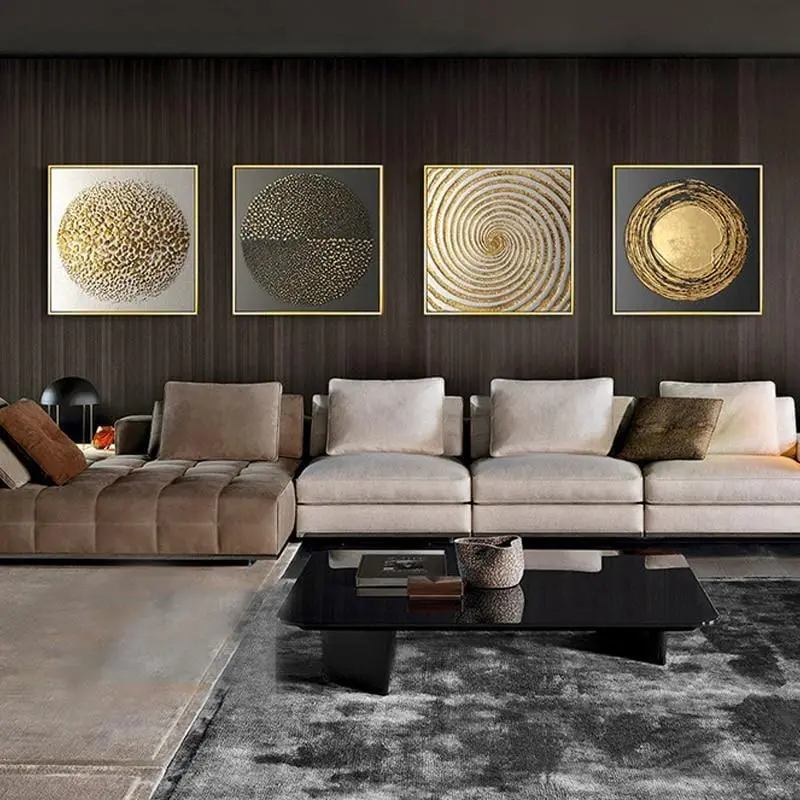 Abstract Gold Black White Modern Square Texture Canvas Painting Posters And Prints Home Decor Wall Art Pictures For Living Room 1