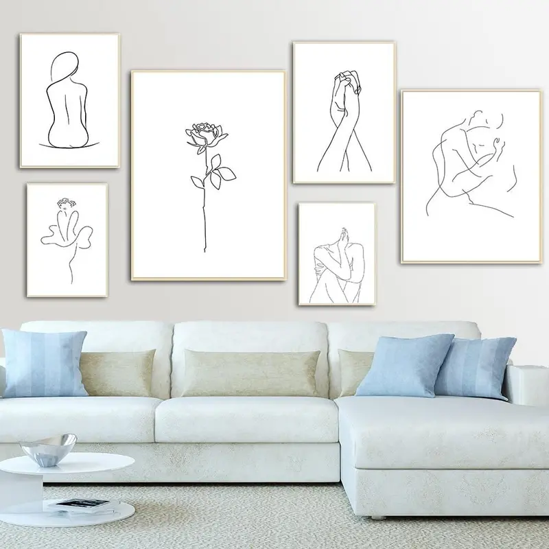 Abstract Lady Line Drawing Picture Home Decor Nordic Canvas Painting Wall Art Figure Body Hand Posters And Print For Living Room 1
