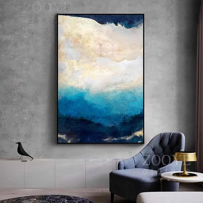 Abstract Modern Dreamy Color Canvas Painting Fashion Golden Poster And Print For Living Room Asile Bedroom Wall Art La Imagen Hd 1