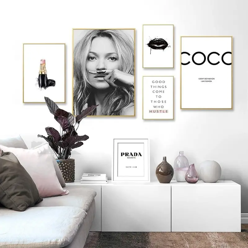 Abstract Modern Fashion Make Up Canvas Painting Black White Salon Posters Prints Nordic Wall Art Pictures Living Room Home Decor 1