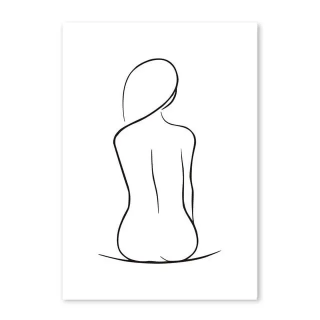 Abstract Women Line Drawing Nordic Poster&Prints Modern Canvas Painting Wall Art Yellow Girl Wall Picture Bedroom Home Decor 10