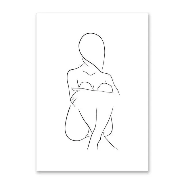 Abstract Women Line Drawing Nordic Poster&Prints Modern Canvas Painting Wall Art Yellow Girl Wall Picture Bedroom Home Decor 10