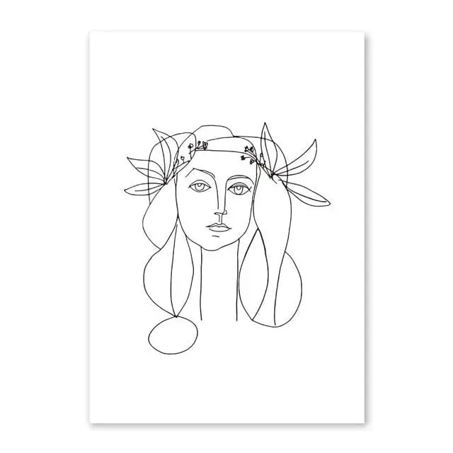 Abstract Women Line Drawing Nordic Poster&Prints Modern Canvas Painting Wall Art Yellow Girl Wall Picture Bedroom Home Decor 7