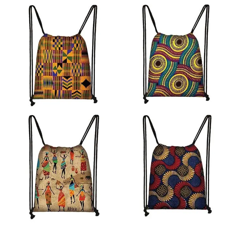African Drawstring Bag Printed Daypack Afro Girls Travel Bag Small Backpack Beach Pouch Kids Gift Storage Bag 1
