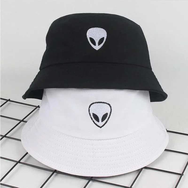 Alien Pattern Bucket Hat Unisex Foldable Embroidery Cap Hip Hop Gorros 2019 Men Summer Caps Women Panama Fishing Bucket Hat 1