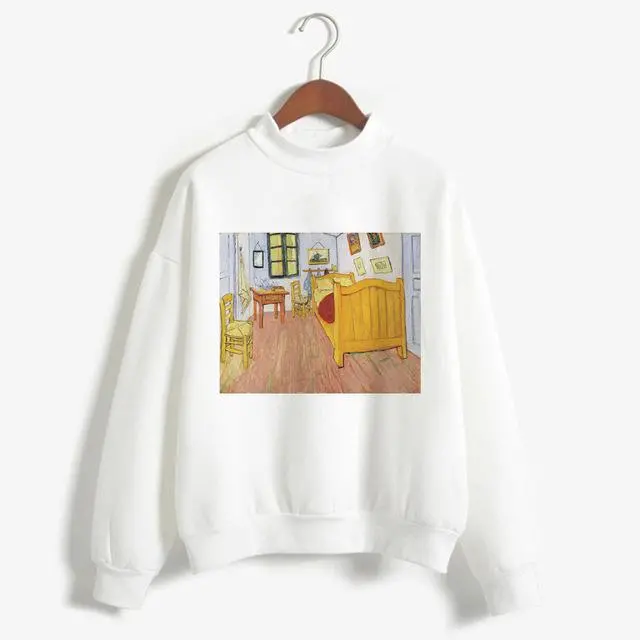 Art-Inspired Oversized Hoodie for Women – Van Gogh & Michelangelo Oil Painting Print, Vintage Harajuku Aesthetic