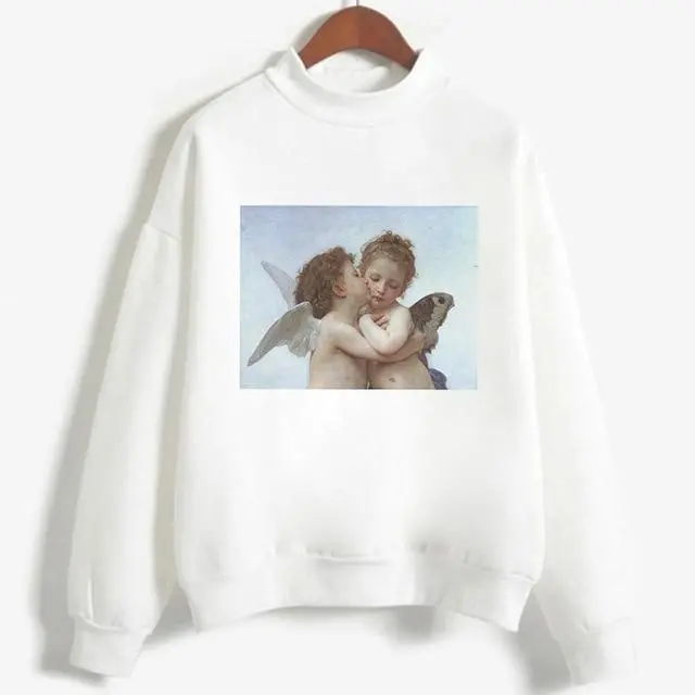 Art-Inspired Oversized Hoodie for Women – Van Gogh & Michelangelo Oil Painting Print, Vintage Harajuku Aesthetic