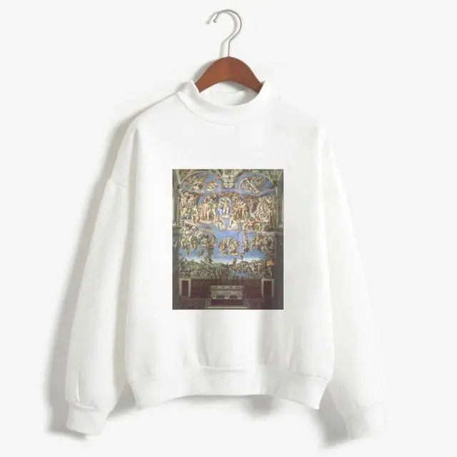 Art-Inspired Oversized Hoodie for Women – Van Gogh & Michelangelo Oil Painting Print, Vintage Harajuku Aesthetic