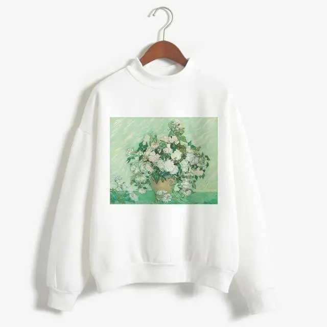 Art-Inspired Oversized Hoodie for Women – Van Gogh & Michelangelo Oil Painting Print, Vintage Harajuku Aesthetic