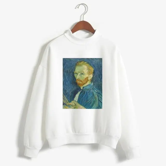 Art-Inspired Oversized Hoodie for Women – Van Gogh & Michelangelo Oil Painting Print, Vintage Harajuku Aesthetic