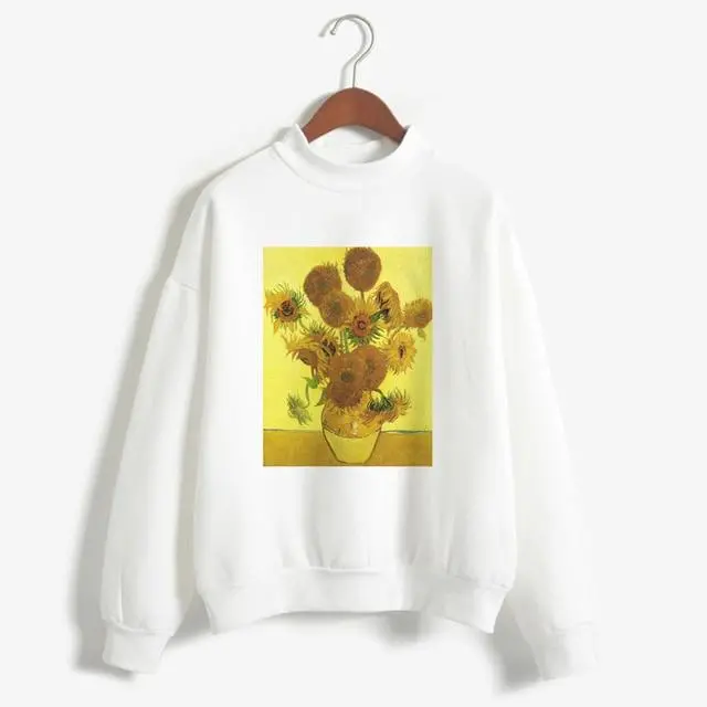 Art-Inspired Oversized Hoodie for Women – Van Gogh & Michelangelo Oil Painting Print, Vintage Harajuku Aesthetic
