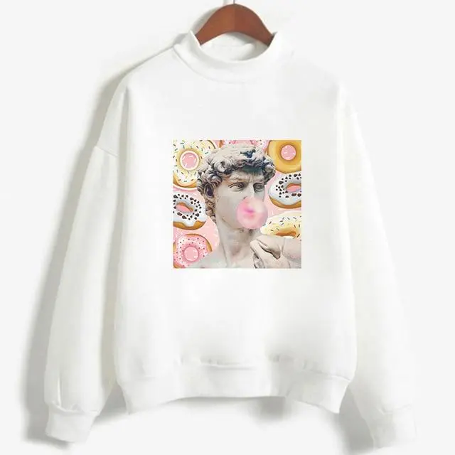 Art-Inspired Oversized Hoodie for Women – Van Gogh & Michelangelo Oil Painting Print, Vintage Harajuku Aesthetic