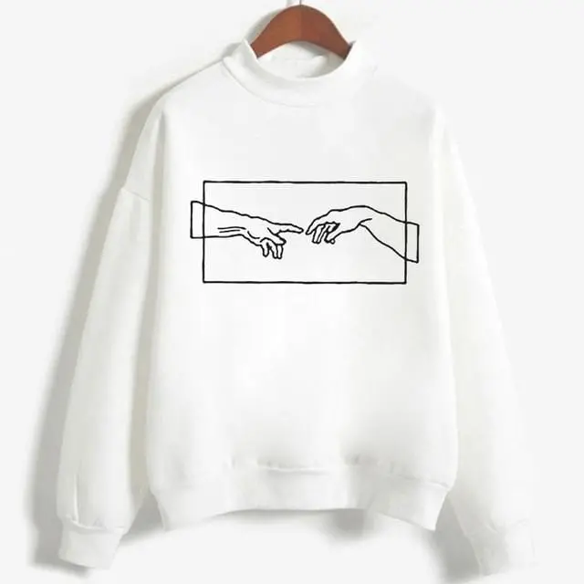 Art-Inspired Oversized Hoodie for Women – Van Gogh & Michelangelo Oil Painting Print, Vintage Harajuku Aesthetic