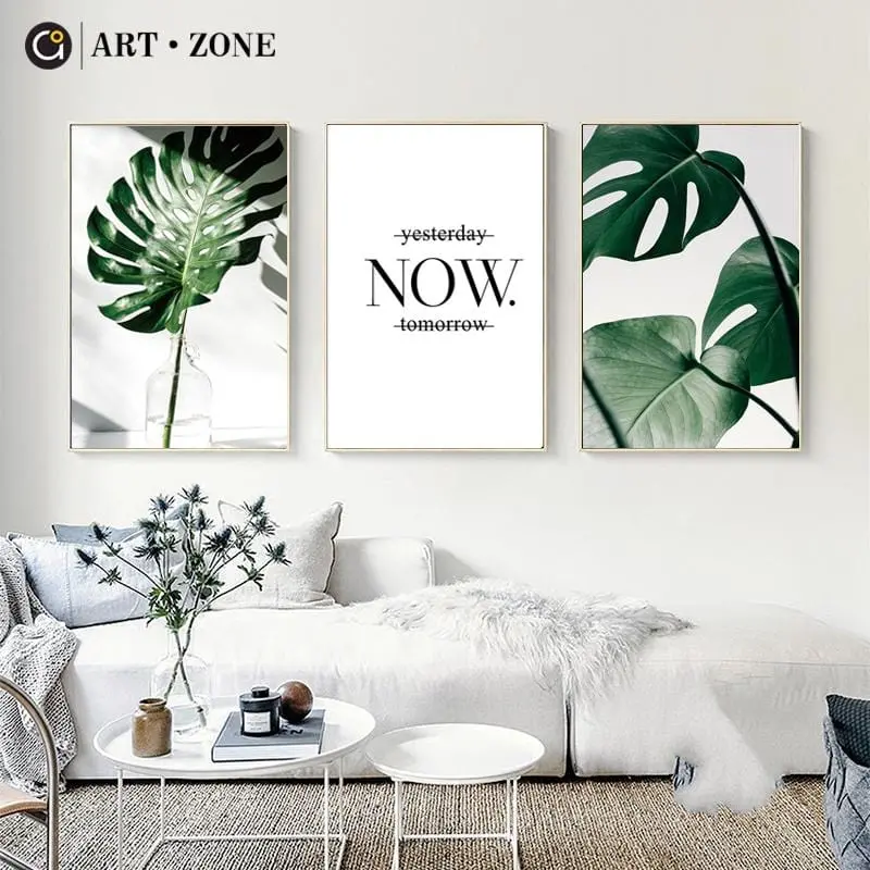 Art Zone Nordic Canvas Painting Modern Prints Plant Leaf Art Posters Prints Green Art Wall Pictures Living Room Unframed Poster 1
