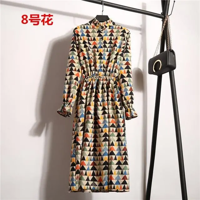 Autumn Dress Women 2019 Corduroy Plus Size Long Sleeve Cotton Dresses Floral Cherry Shirt Tunic Winter Harajuku Mori Party Dress 22