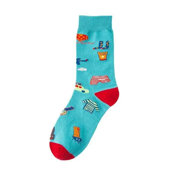 Autumn Fashion Street Harajuku Style Fun Socks Unisex Fancy Fruit Animal Art Man Cotton Socks Cute Happy Woman Long Socks Meias 17