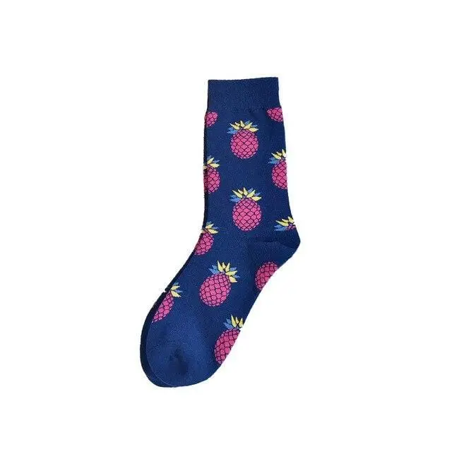Autumn Fashion Street Harajuku Style Fun Socks Unisex Fancy Fruit Animal Art Man Cotton Socks Cute Happy Woman Long Socks Meias 21
