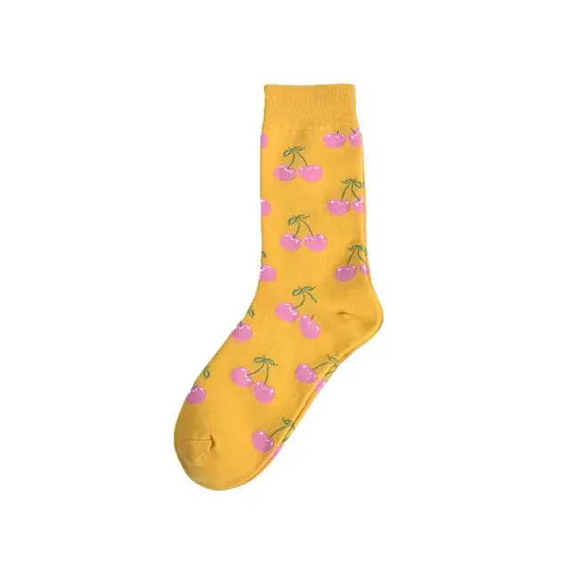 Autumn Fashion Street Harajuku Style Fun Socks Unisex Fancy Fruit Animal Art Man Cotton Socks Cute Happy Woman Long Socks Meias 22