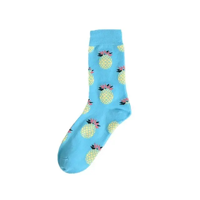 Autumn Fashion Street Harajuku Style Fun Socks Unisex Fancy Fruit Animal Art Man Cotton Socks Cute Happy Woman Long Socks Meias 23