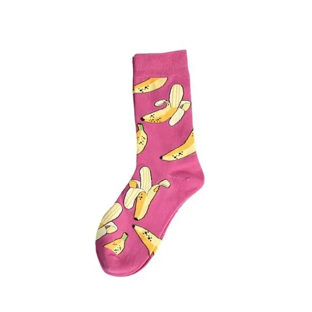 Autumn Fashion Street Harajuku Style Fun Socks Unisex Fancy Fruit Animal Art Man Cotton Socks Cute Happy Woman Long Socks Meias 24