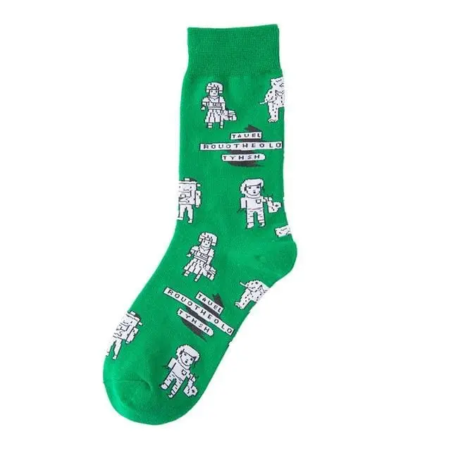 Autumn Fashion Street Harajuku Style Fun Socks Unisex Fancy Fruit Animal Art Man Cotton Socks Cute Happy Woman Long Socks Meias 26