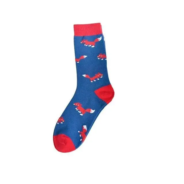 Autumn Fashion Street Harajuku Style Fun Socks Unisex Fancy Fruit Animal Art Man Cotton Socks Cute Happy Woman Long Socks Meias 26