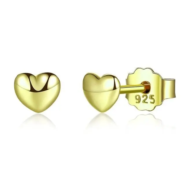 Bamoer 100% 925 Sterling Silver Petite Plain Hearts Stud Earrings For Women Silver Small Earrings Fine Jewelry Brincos Pas441 3