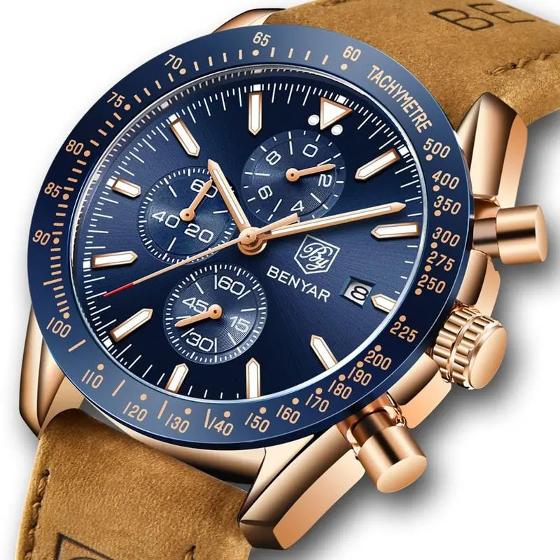 Benyar Men Watches Brand Luxury Silicone Strap Waterproof Sport Quartz Chronograph Military Watch Men Clock Relogio Masculino 1