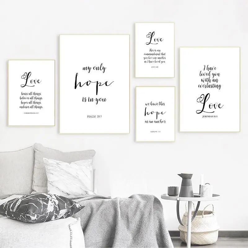 Bible Verses Typography Love Quotes Posters And Prints Christian Scripture Wall Art Painting Black White Picture Home Decor 1
