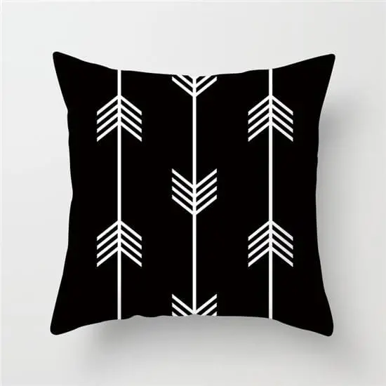 Black-and-White Geometric Cushion Cover – Soft Linen-Blend Throw Pillow Case for Sofa & Decor