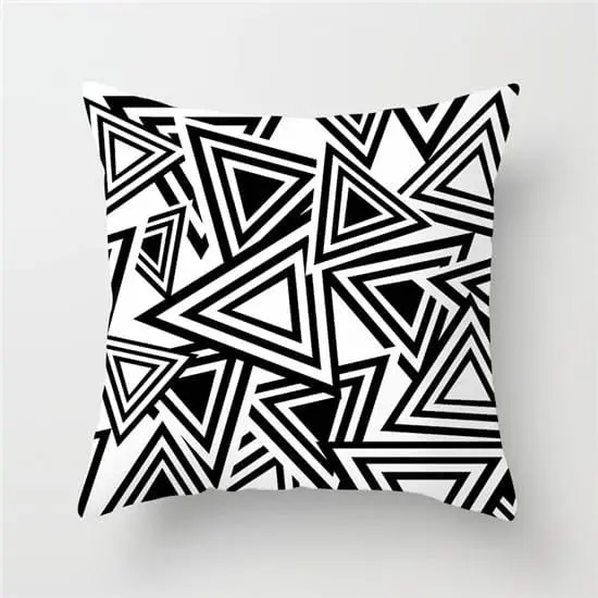 Black-and-White Geometric Cushion Cover – Soft Linen-Blend Throw Pillow Case for Sofa & Decor