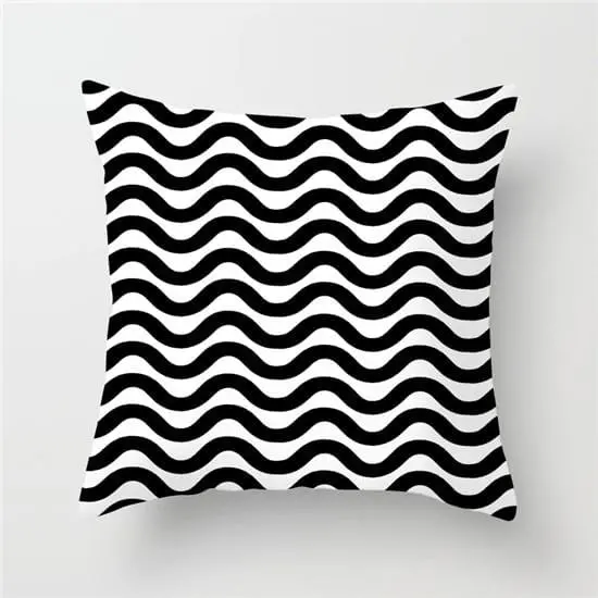 Black-and-White Geometric Cushion Cover – Soft Linen-Blend Throw Pillow Case for Sofa & Decor