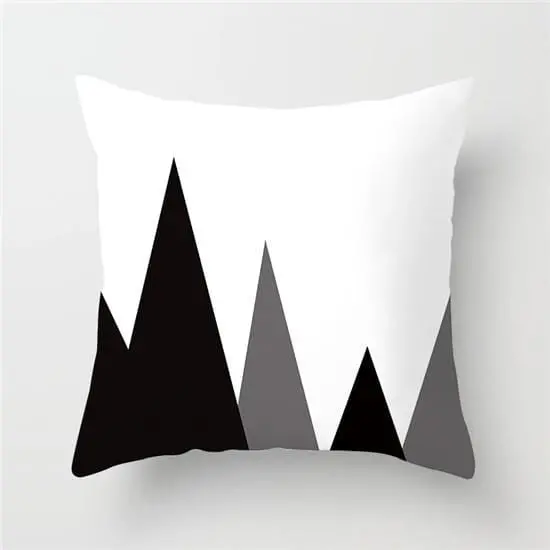 Black-and-White Geometric Cushion Cover – Soft Linen-Blend Throw Pillow Case for Sofa & Decor
