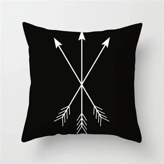 Black-and-White Geometric Cushion Cover – Soft Linen-Blend Throw Pillow Case for Sofa & Decor