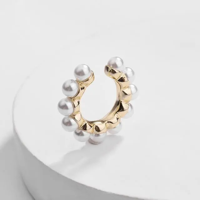 Bohemian Imitation Pearls Ear Cuff For Women Girl Trendy Round Small Clip Earrings No Piercing Gold Metal Wedding Jewelry Bijoux 13