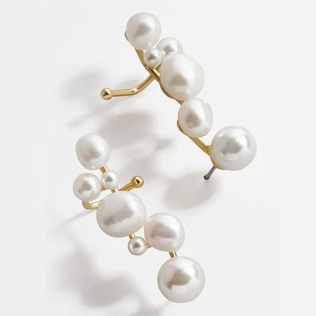 Bohemian Imitation Pearls Ear Cuff For Women Girl Trendy Round Small Clip Earrings No Piercing Gold Metal Wedding Jewelry Bijoux 14