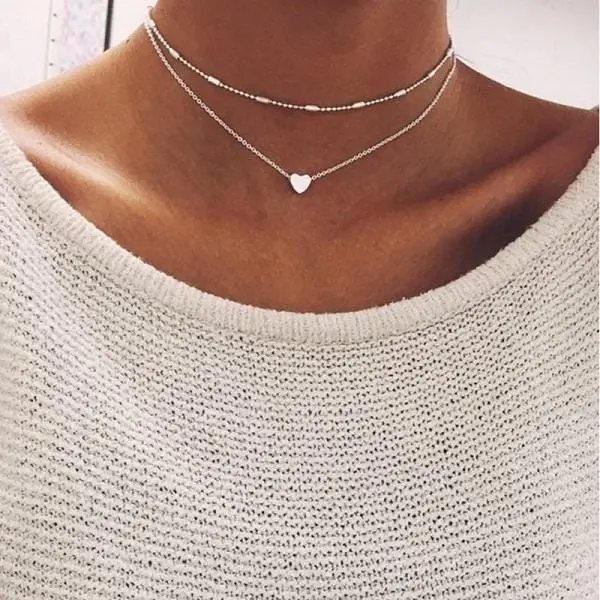 Bohemian Moon Star Crystal Heart Choker Necklace For Women Necklace Pendant On Neck Chocker Necklace Jewelry Gift 10