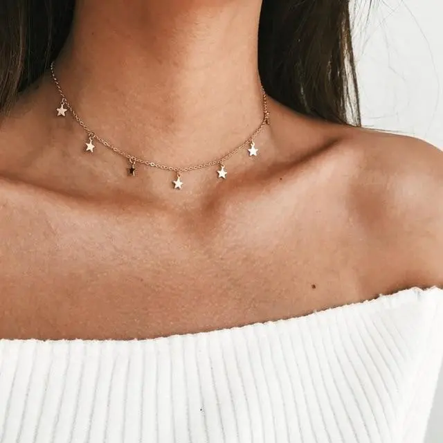 Bohemian Moon Star Crystal Heart Choker Necklace For Women Necklace Pendant On Neck Chocker Necklace Jewelry Gift 10
