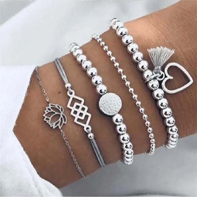 Boho Charm Bracelets & Bangles Set For Women Vintage Beaded Bracelet Fashion Multilayer Pulseras Accessories Mujer 2019 Bijoux 20