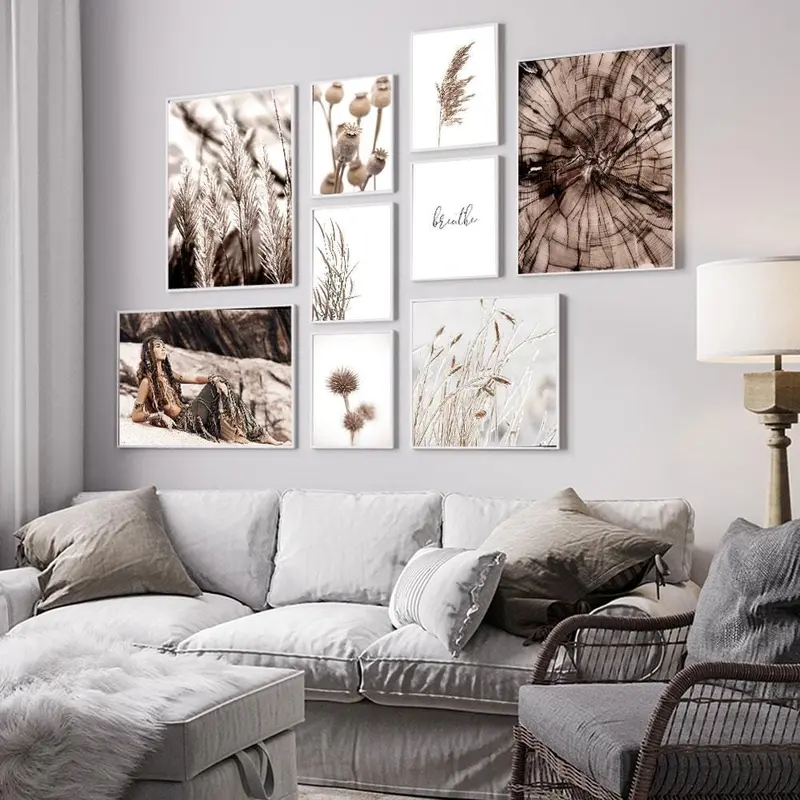 Boho Girl Flower Leaves Wheat Plant Farm Quotes Wall Art Canvas Painting Nordic Posters And Prints Wall Pictures For Living Room 1