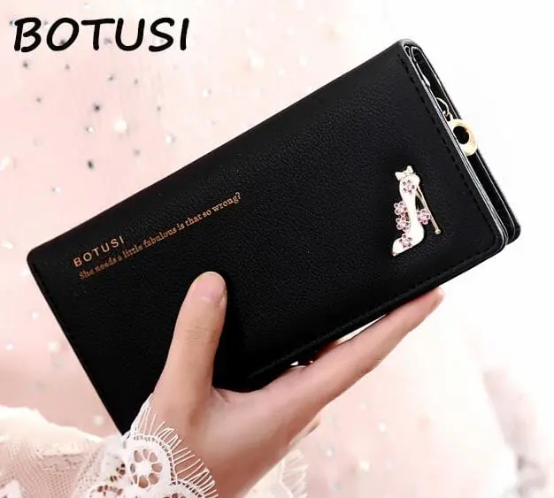 Botusi High Heels Large Space Oft Leather Long Women Wallet Change Hasp Clasp Purse Clutch Long Design Handbag Women Purses 1