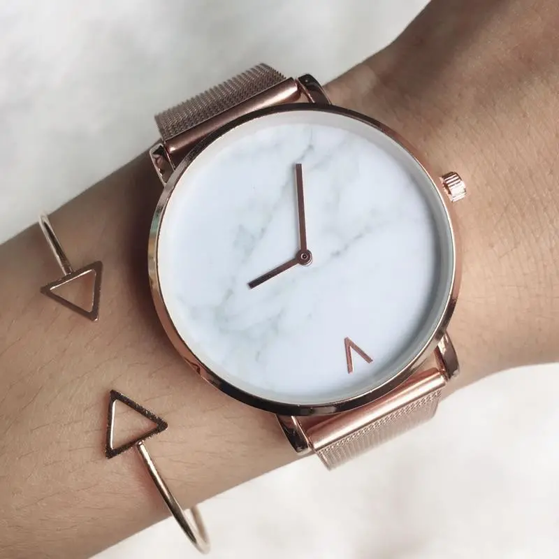 Brand Creative Mesh Band Marble Quartz Watch Casual Women Stainless Steel Wristwatches Relogio Feminino Drop Shipping 1