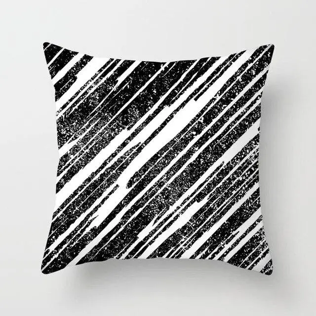 Buy 5 Get 1 Free Black And White Geometric Abstract Decorative Pillowcases Polyester Throw Pillow Case Geometric Pillowcase 10
