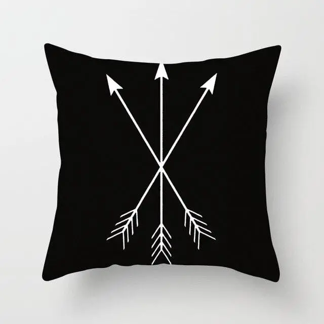 Buy 5 Get 1 Free Black And White Geometric Abstract Decorative Pillowcases Polyester Throw Pillow Case Geometric Pillowcase 12